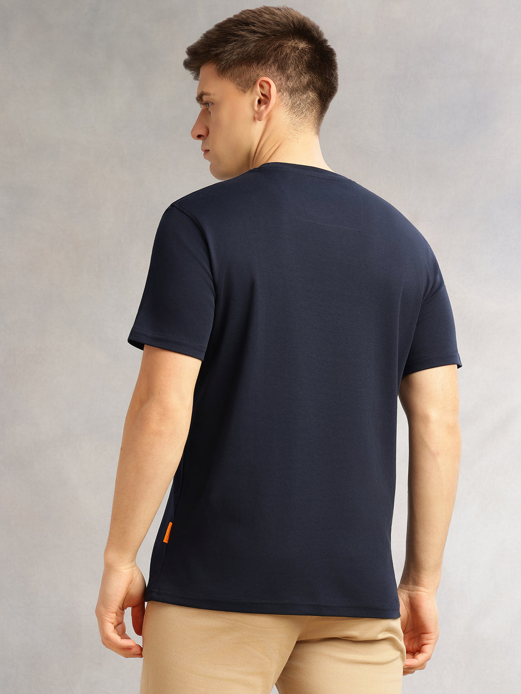 Thomas Scott Men Navy Cricket Club Collection Regular Fit Short Sleeves Round Neck Solid 100% Cotton Knitted Tshirt