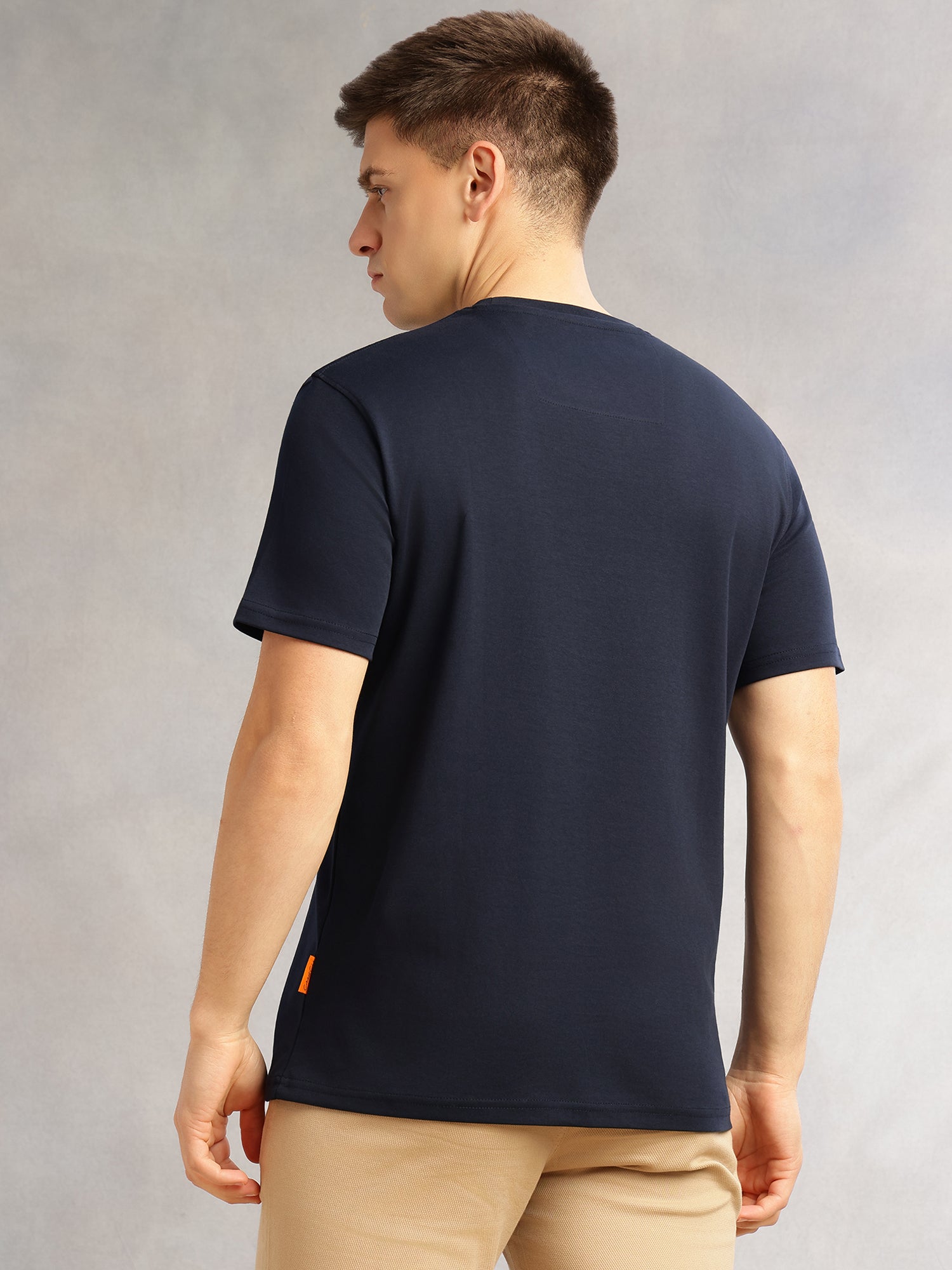 Thomas Scott Men Navy Cricket Club Collection Regular Fit Short Sleeves Round Neck Solid 100% Cotton Knitted Tshirt