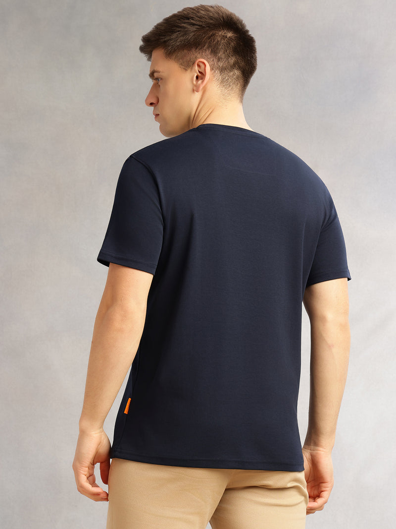 Thomas Scott Men Navy Cricket Club Collection Regular Fit Short Sleeves Round Neck Solid 100% Cotton Knitted Tshirt