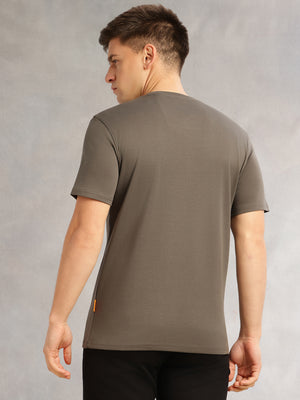 Thomas Scott Men Olive1 Cricket Club Collection Regular Fit Short Sleeves Round Neck Solid 100% Cotton Knitted Tshirt