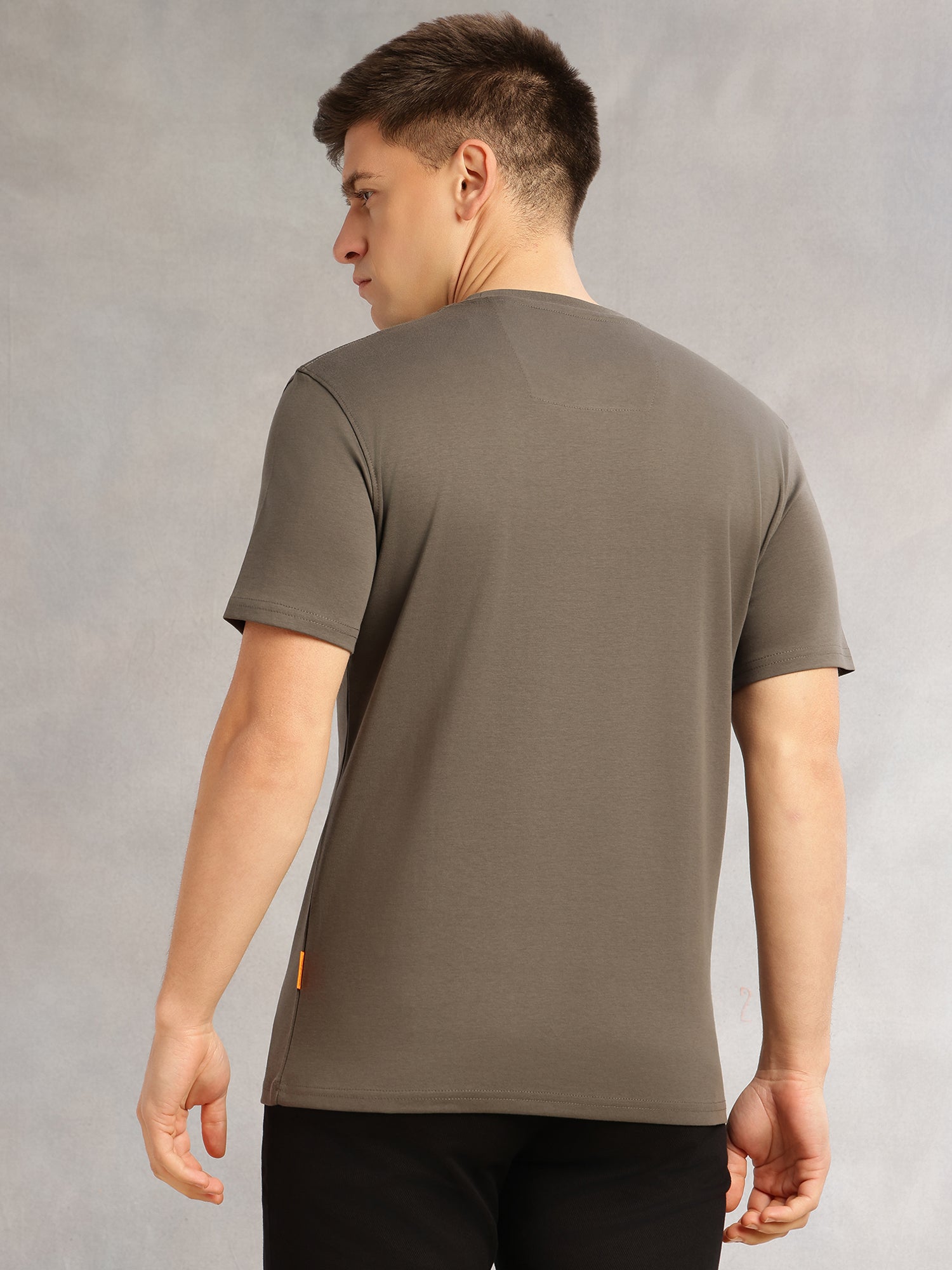 Thomas Scott Men Olive1 Cricket Club Collection Regular Fit Short Sleeves Round Neck Solid 100% Cotton Knitted Tshirt