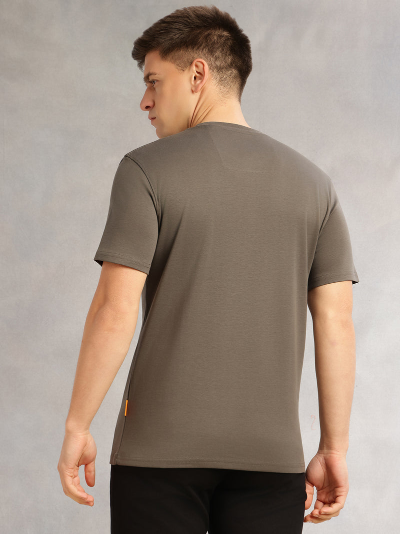 Thomas Scott Men Olive1 Cricket Club Collection Regular Fit Short Sleeves Round Neck Solid 100% Cotton Knitted Tshirt