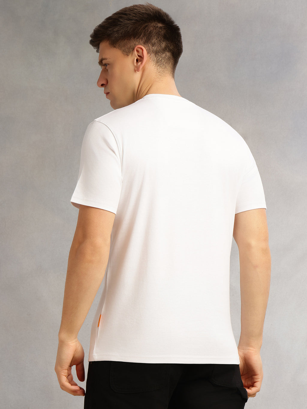 Thomas Scott Men White Cricket Club Collection Regular Fit Short Sleeves Round Neck Solid 100% Cotton Knitted Tshirt