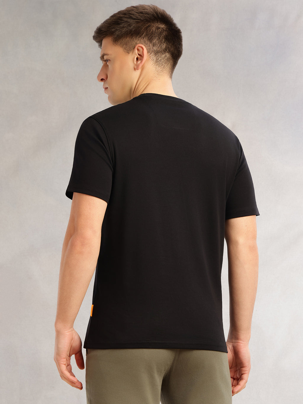Thomas Scott Men Black Cricket Club Collection Regular Fit Short Sleeves Round Neck Solid 100% Cotton Knitted Tshirt