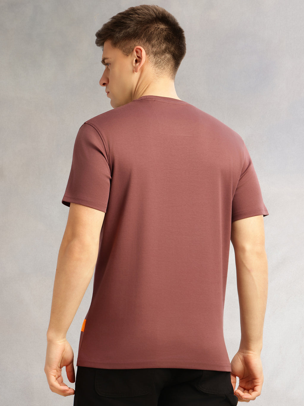 Thomas Scott Men Burgundy Cricket Club Collection Regular Fit Short Sleeves Round Neck Solid 100% Cotton Knitted Tshirt