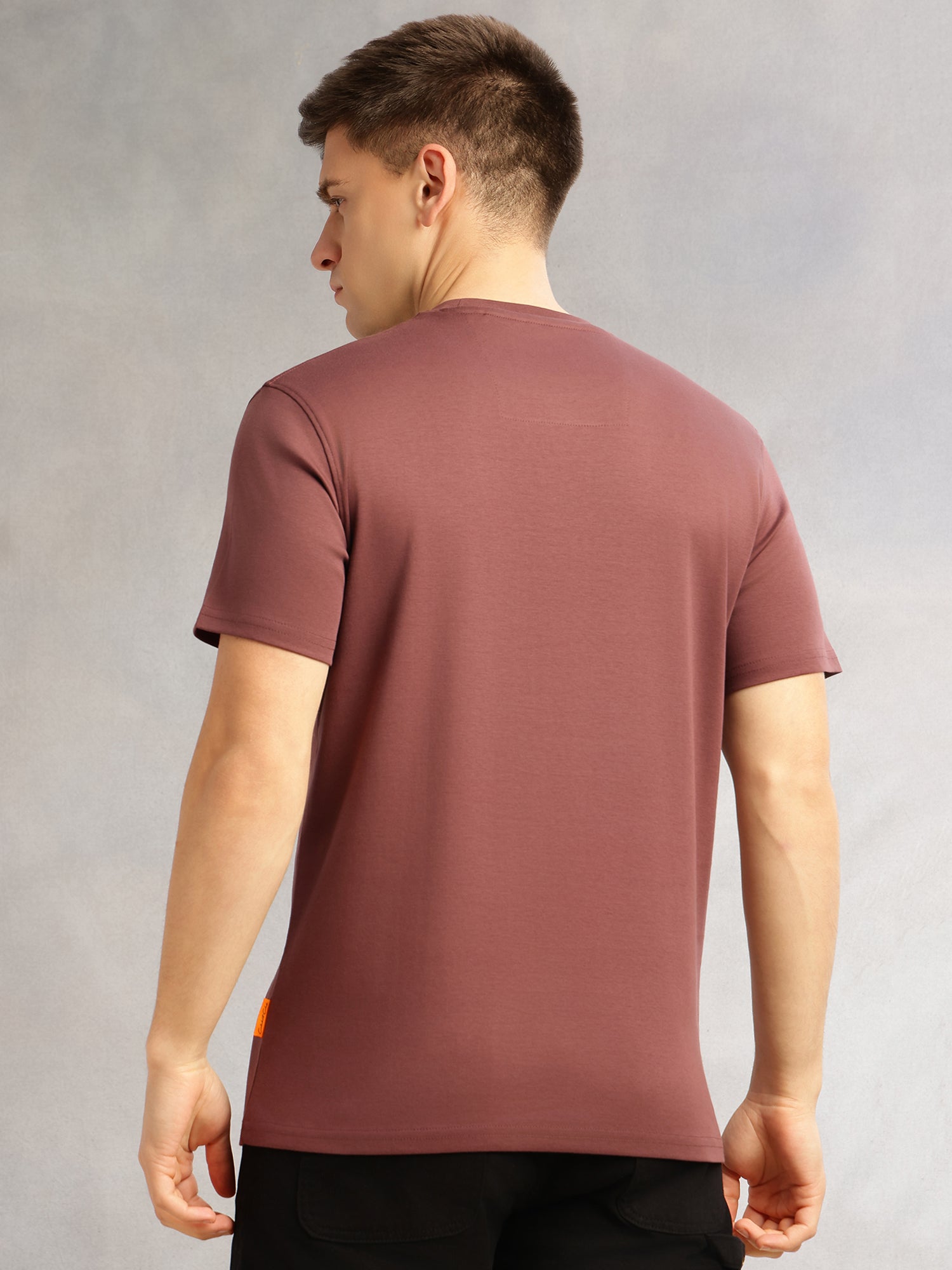 Thomas Scott Men Burgundy Cricket Club Collection Regular Fit Short Sleeves Round Neck Solid 100% Cotton Knitted Tshirt