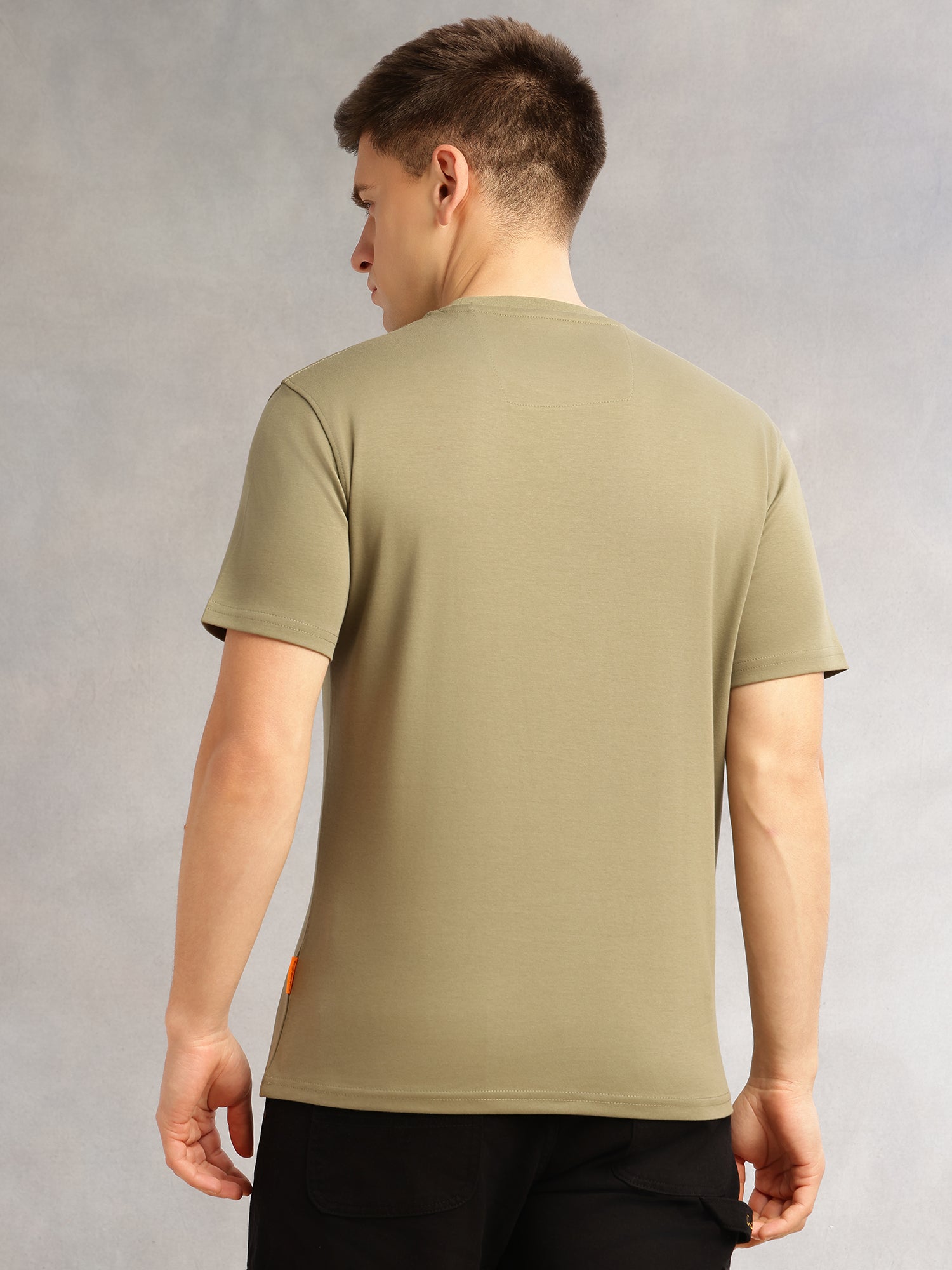 Thomas Scott Men Sea Green Cricket Club Collection Regular Fit Short Sleeves Round Neck Solid 100% Cotton Knitted Tshirt