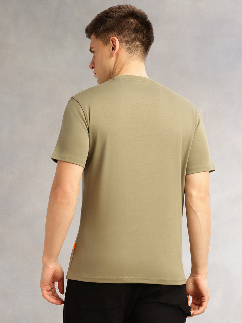 Thomas Scott Men Sea Green Cricket Club Collection Regular Fit Short Sleeves Round Neck Solid 100% Cotton Knitted Tshirt