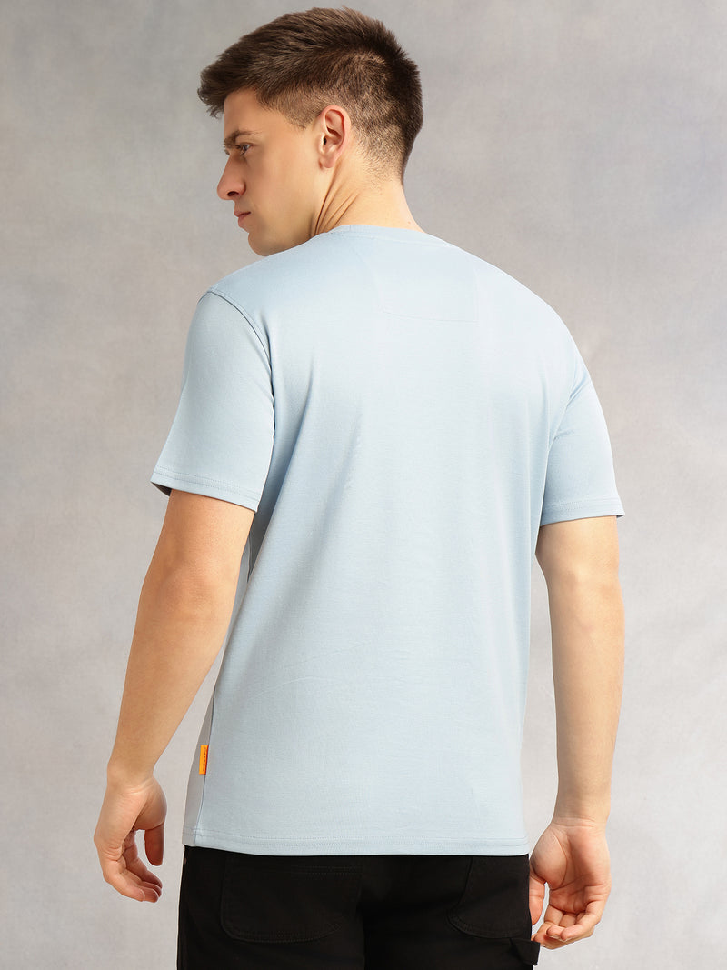 Thomas Scott Men Blue Cricket Club Collection Regular Fit Short Sleeves Round Neck Solid 100% Cotton Knitted Tshirt