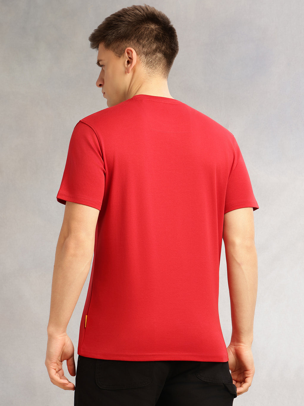Thomas Scott Men Red Cricket Club Collection Regular Fit Short Sleeves Round Neck Solid 100% Cotton Knitted Tshirt