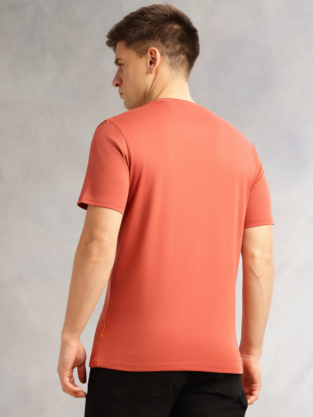 Thomas Scott Men Rust Cricket Club Collection Regular Fit Short Sleeves Round Neck Solid 100% Cotton Knitted Tshirt