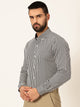 Thomas Scott Men Black Long Sleeves Regular Fit Button-Down Collar Vertical Stripes 100% Cotton Formal Shirt