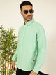 Thomas Scott Men Olive Long Sleeves Slim Fit Button-Down Collar 100% Cotton Casual Shirt