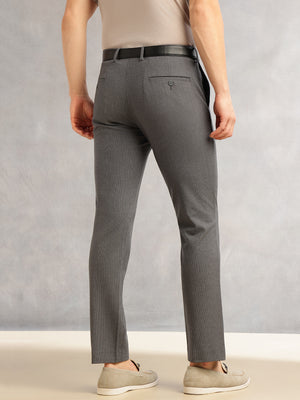 Thomas Scott Men Grey Slim Fit Mid-Rise Flexi-Waist 4-Way Stretch Solid Formal Performance Trouser