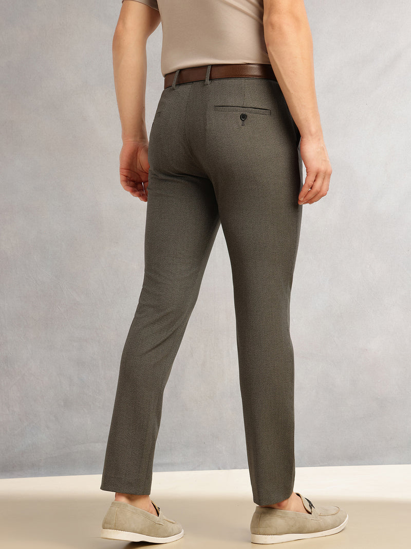 Thomas Scott Men Black Slim Fit Mid-Rise Flexi-Waist 4-Way Stretch Solid Formal Performance Trouser