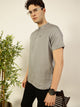 Thomas Scott Men Light Grey Regular Fit Short Sleeves Mandarin Collar Solid 100% Cotton Woven T-Shirt