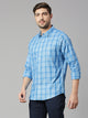 Thomas Scott Men Royal Blue Cricket Club Collection Slim Fit Long Sleeves Spread Collar Grid Tattersall Checks 100% Cotton Casual Shirt