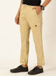 Thomas Scott Men Beige Straight Fit Mid-Rise Cotton Linen Solid Woven Cargo Trouser