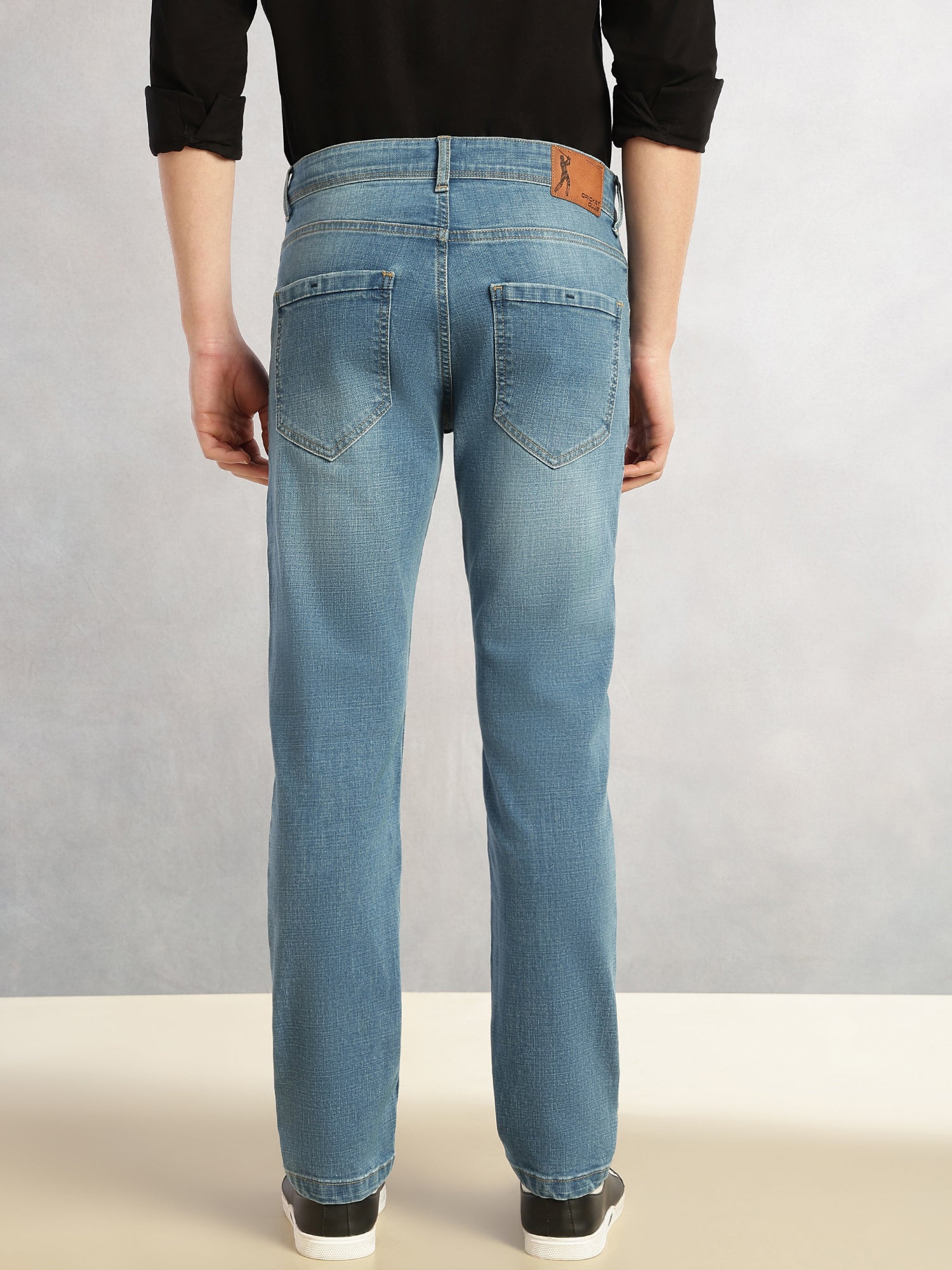 Thomas Scott Men Light Blue Cricket Club Collection Slim Fit Mid-Rise Faded 5 Pockets Stretchable Jeans