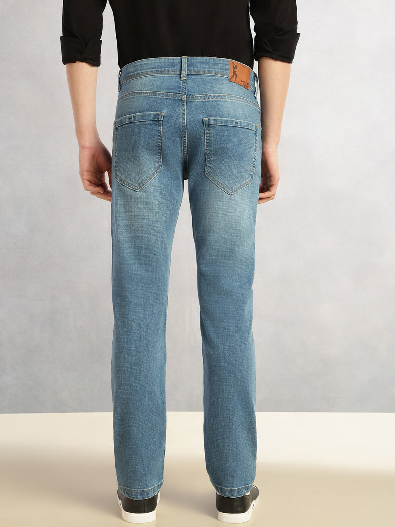 Thomas Scott Men Light Blue Cricket Club Collection Slim Fit Mid-Rise Faded 5 Pockets Stretchable Jeans