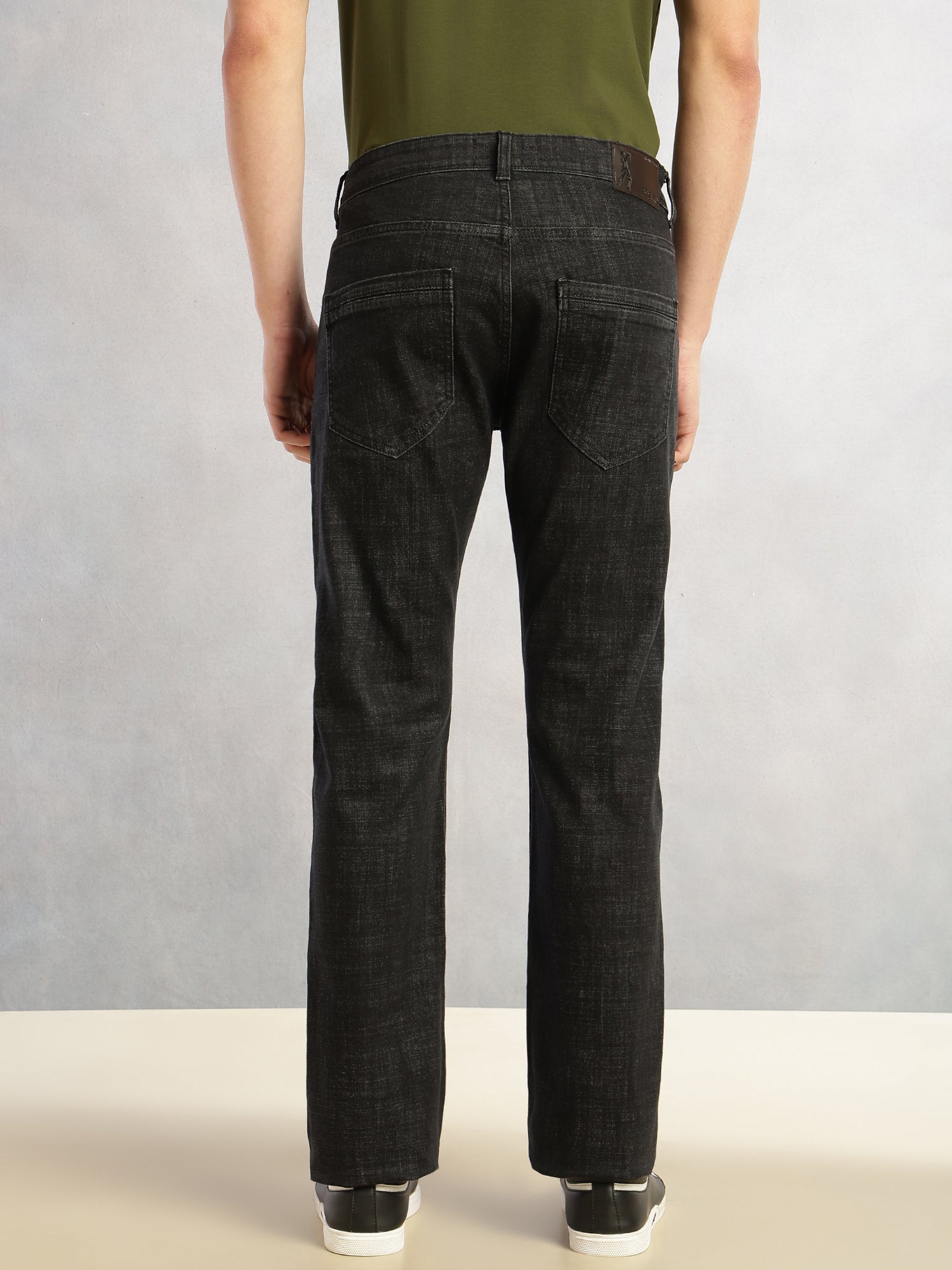 Thomas Scott Men Black Cricket Club Collection Straight Fit Mid-Rise No Faded 5 Pockets Stretchable Jeans