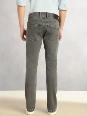 Thomas Scott Men Grey Cricket Club Collection Straight Fit Mid-Rise Faded 5 Pockets Stretchable Jeans