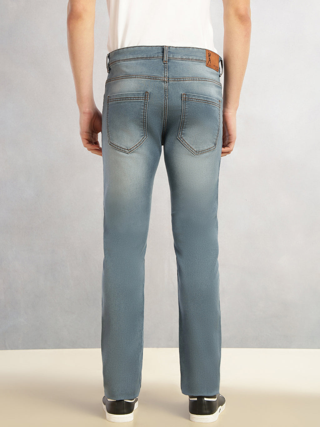 Thomas Scott Men Mid Blue Cricket Club Collection Straight Fit Mid-Rise Faded 5 Pockets Stretchable Jeans