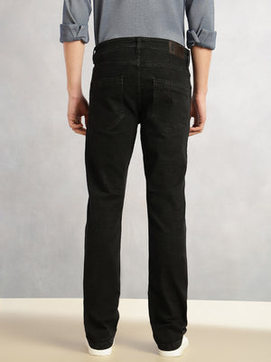Thomas Scott Men Black Cricket Club Collection Mid-Rise Straight Fit No Fade 5 Pockets Stretchable Jeans