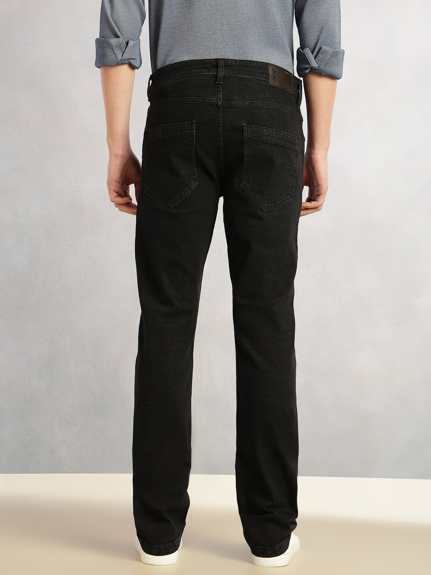 Thomas Scott Men Black Cricket Club Collection Mid-Rise Straight Fit No Fade 5 Pockets Stretchable Jeans