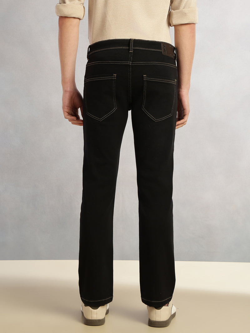 Thomas Scott Men Black Cricket Club Collection Mid-Rise Straight Fit No Fade 5 Pockets Stretchable Jeans