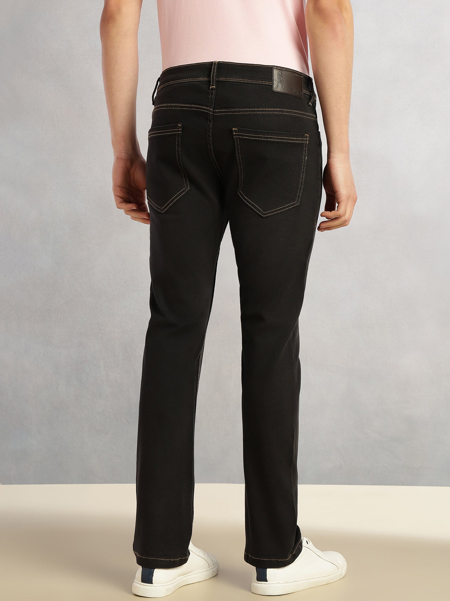 Thomas Scott Men Black Cricket Club Collection Mid-Rise Straight Fit No Fade Stretchable Jeans