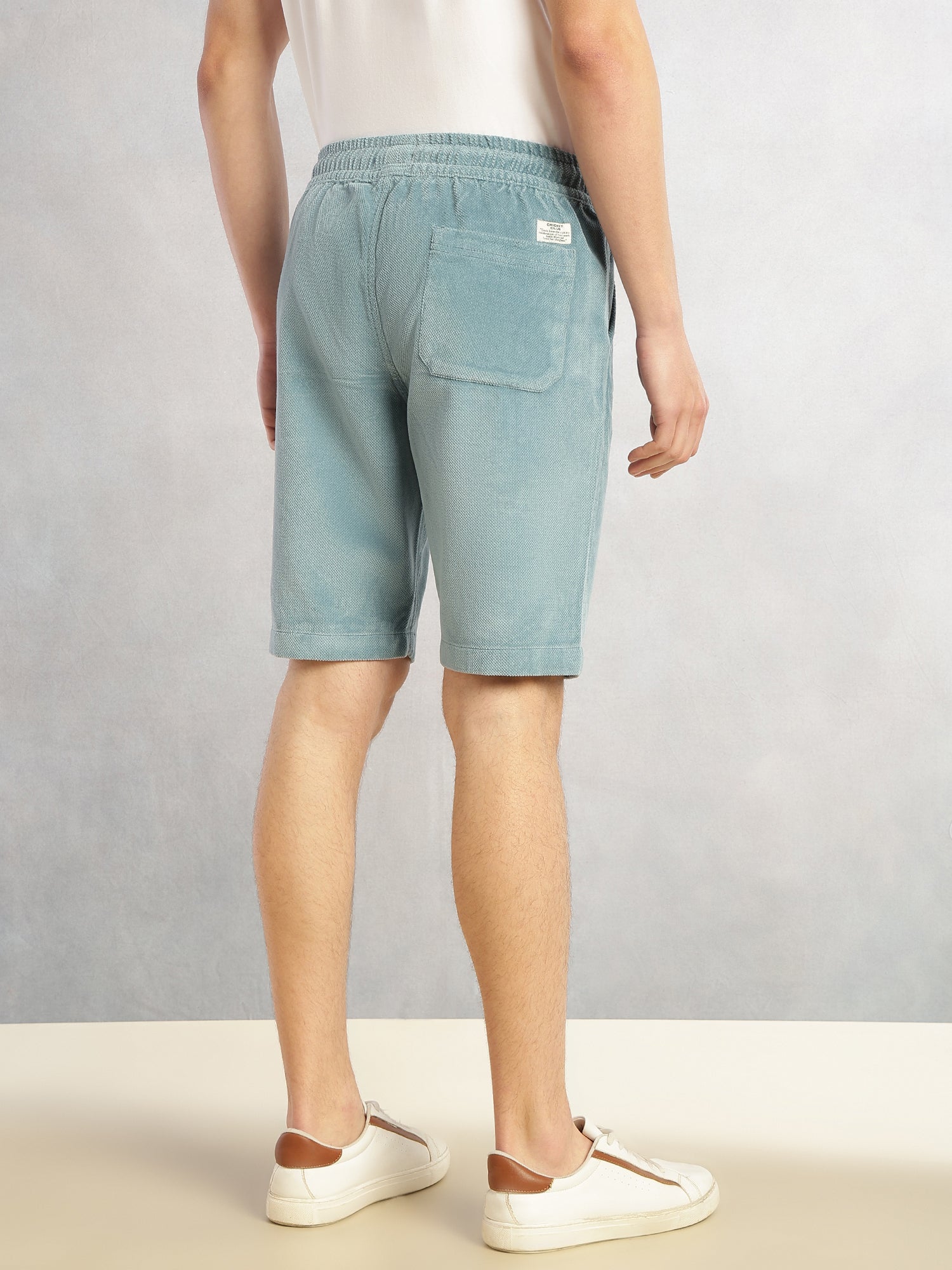 Thomas Scott Men Blue Cricket Club Collection Regular Fit Mid-Rise Woven Cotrises Corduroy Shorts