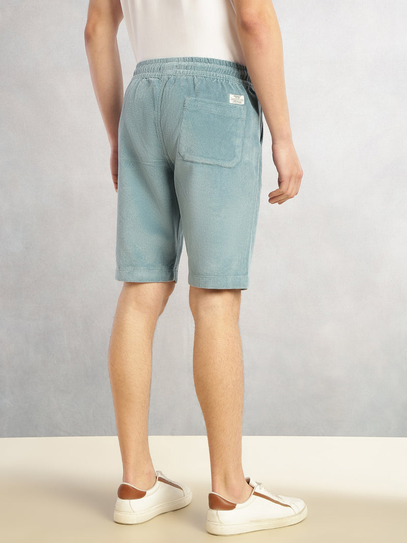 Thomas Scott Men Blue Cricket Club Collection Regular Fit Mid-Rise Woven Cotrises Corduroy Shorts