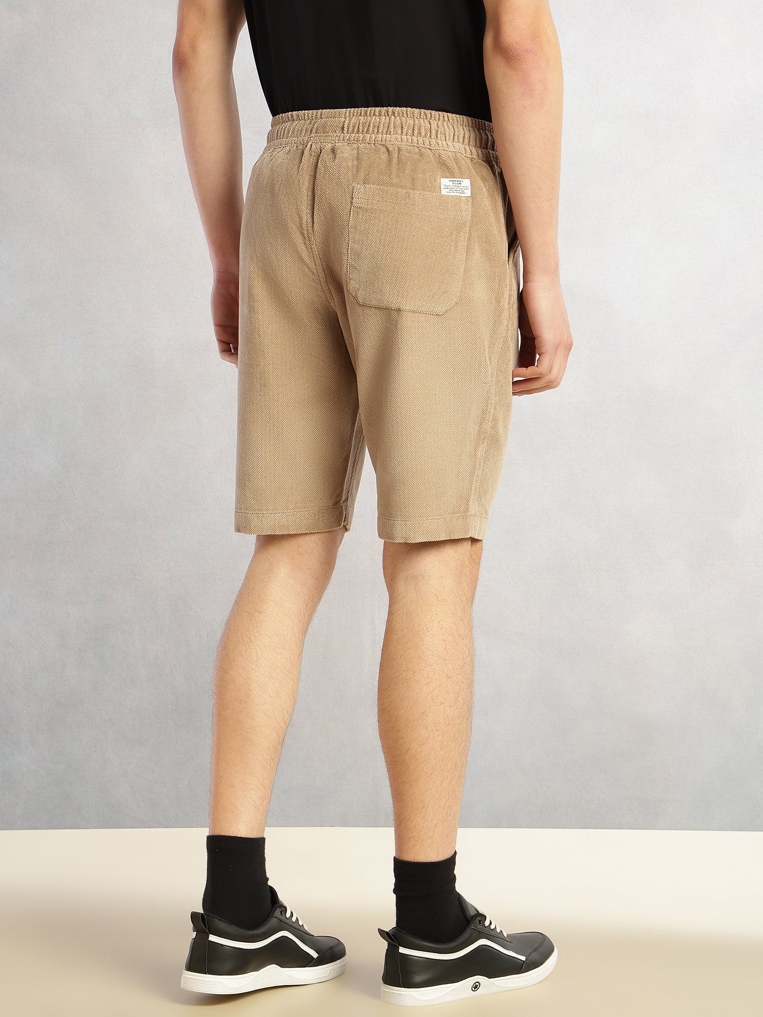 Thomas Scott Men Khaki Cricket Club Collection Regular Fit Mid-Rise Woven Cotrises Corduroy Shorts