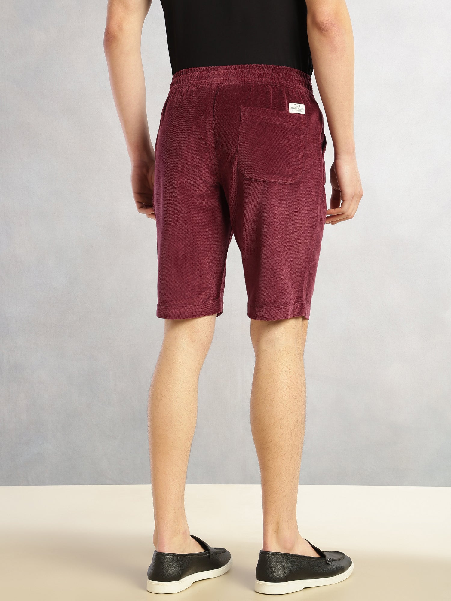 Thomas Scott Men Wine Cricket Club Collection Regular Fit Mid-Rise Woven Cotrises Corduroy Shorts