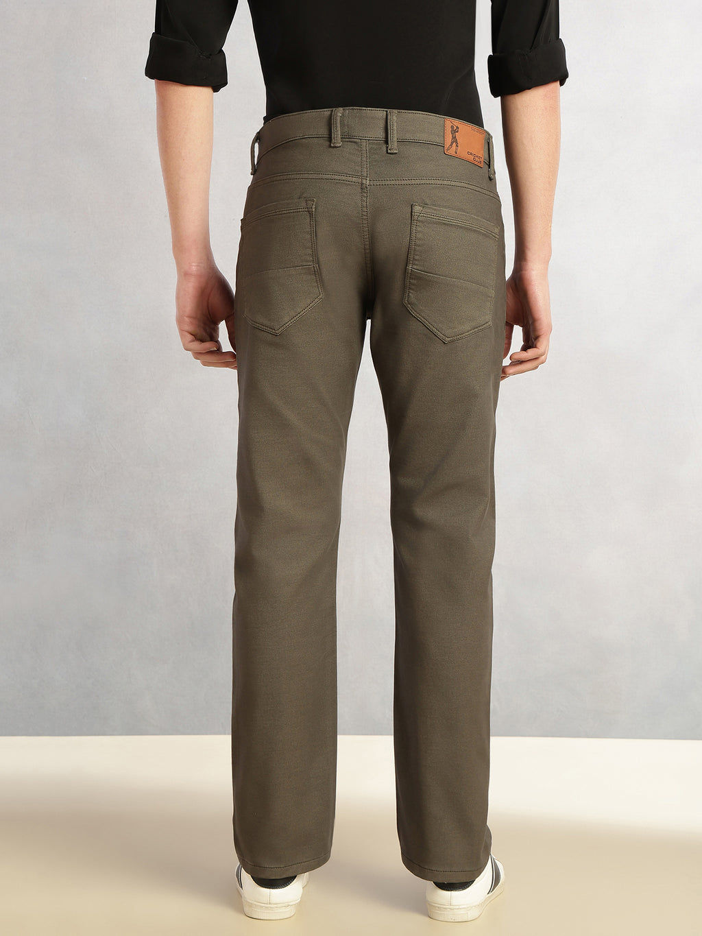 Thomas Scott Men Olive Cricket Club Collection Mid-Rise Straight Fit No Fade Stretchable Jeans