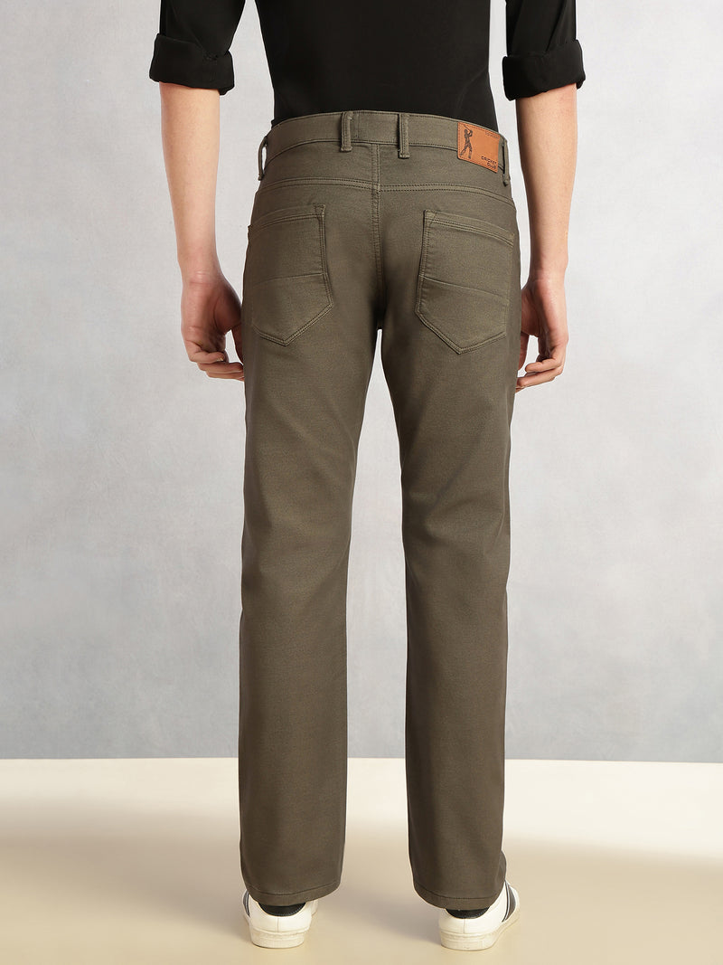 Thomas Scott Men Olive Cricket Club Collection Mid-Rise Straight Fit No Fade Stretchable Jeans