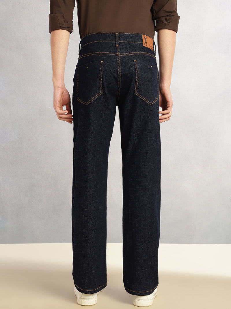 Thomas Scott Men Dark Blue Cricket Club Collection Mid-Rise Straight Fit No Fade Stretchable Jeans