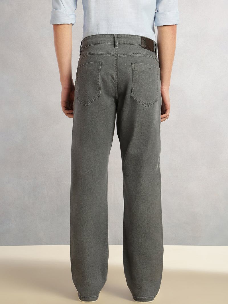 Thomas Scott Men Grey Cricket Club Collection Mid-Rise Straight Fit Faded 5 Pockets Stretchable Jeans