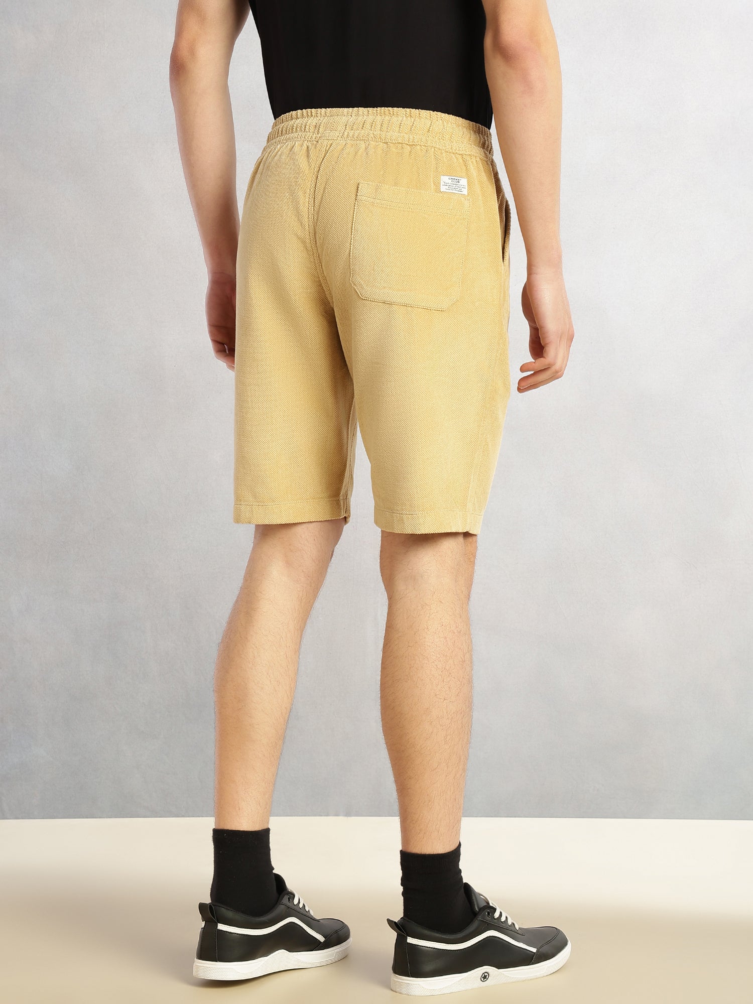 Thomas Scott Men Beige1 Cricket Club Collection Regular Fit Mid-Rise Woven Cotrises Corduroy Shorts