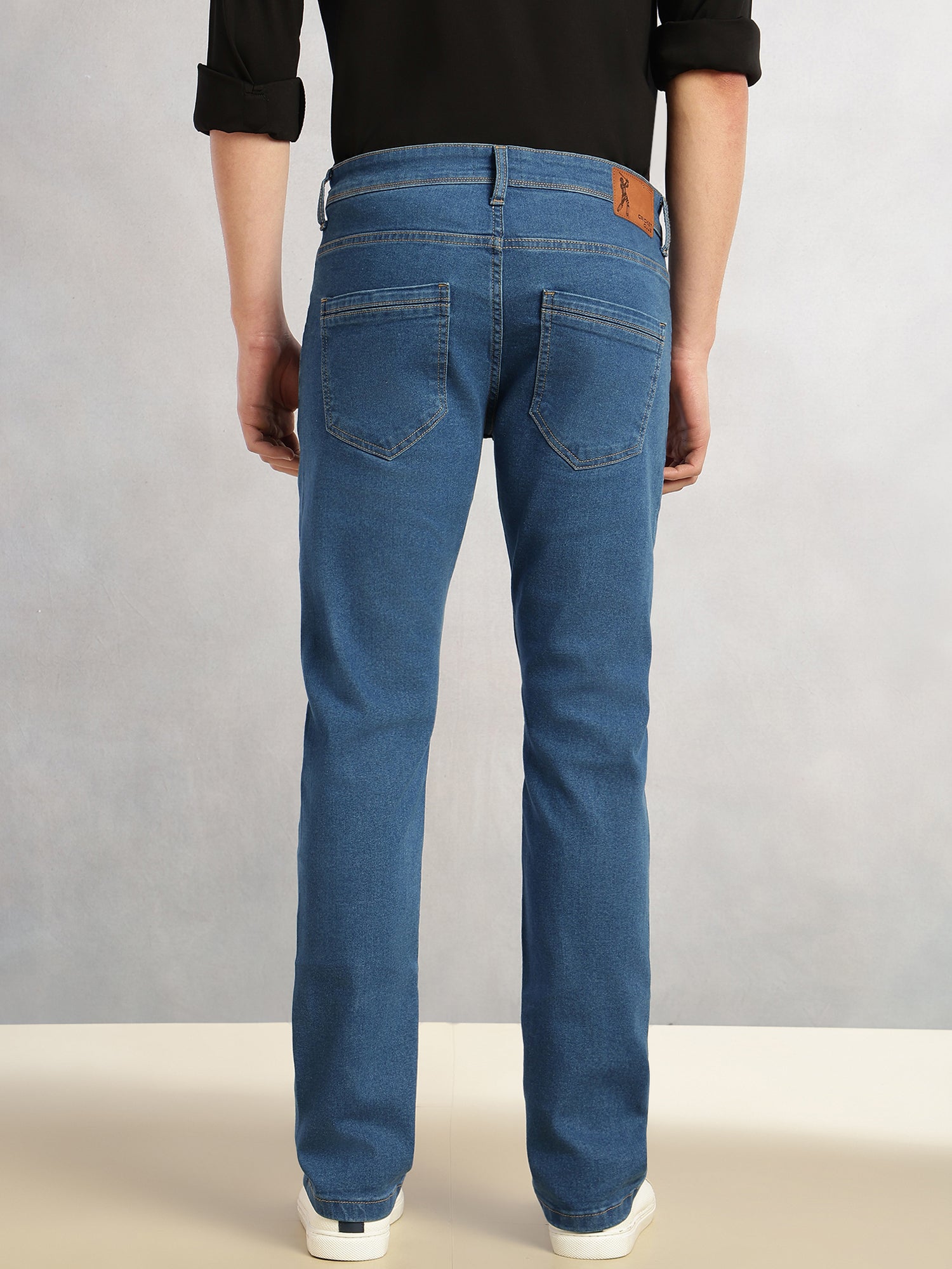 Thomas Scott Men Light Blue Cricket Club Collection Straight Fit Mid-Rise No Fade 5 Pockets Stretchable Jeans