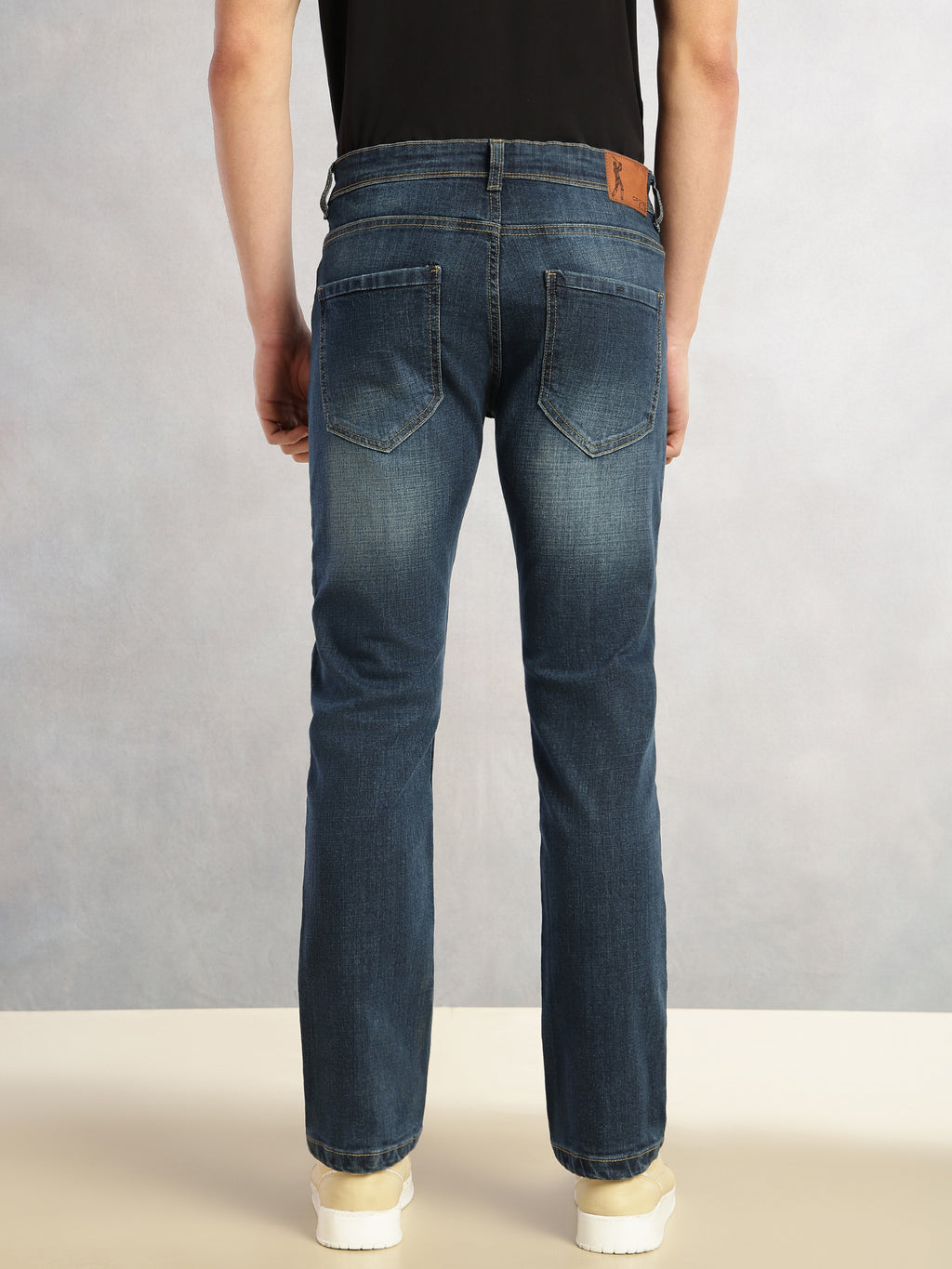 Thomas Scott Men Mid Blue Cricket Club Collection Straight Fit Mid-Rise Faded 5 Pockets Stretchable Jeans