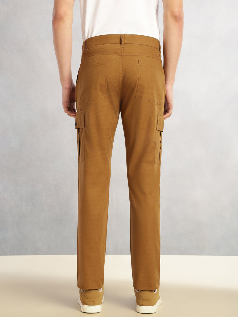 Thomas Scott Men Brown Cricket Club Collection Relaxed Fit Mid-Rise 100% Cotton Woven Cargo Trouser