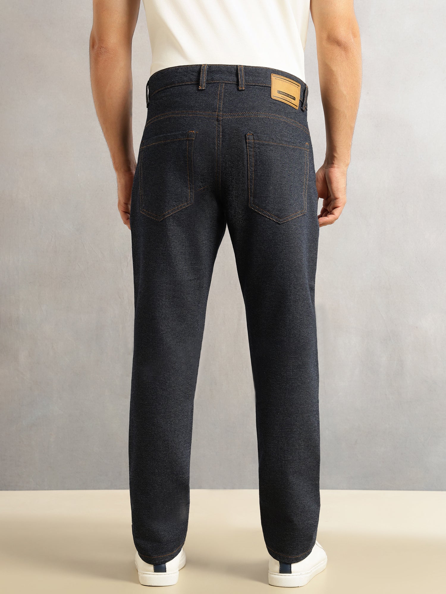 Thomas Scott Men Indigo Smart Slim Fit Dark Shade 4-Way Stretch Performance Jeans