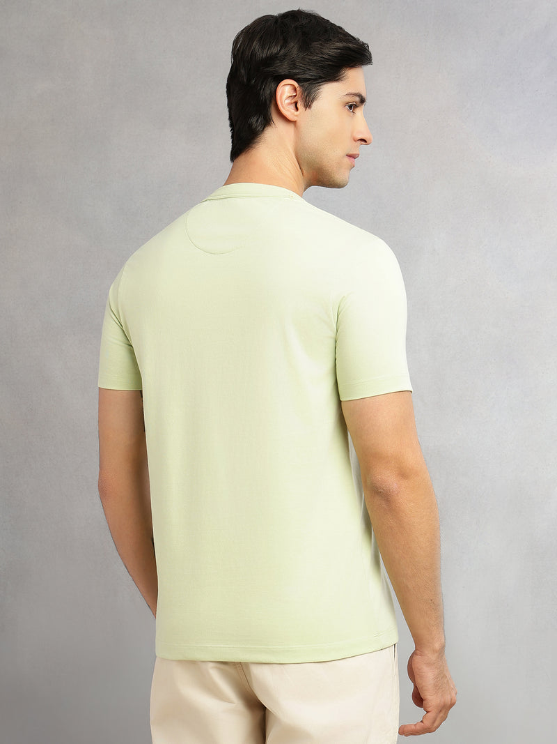 Thomas Scott Men Sea Green Cricket Club Collection Regular Fit Round Neck Short Sleeves Polycotton Solid Knitted T-shirt