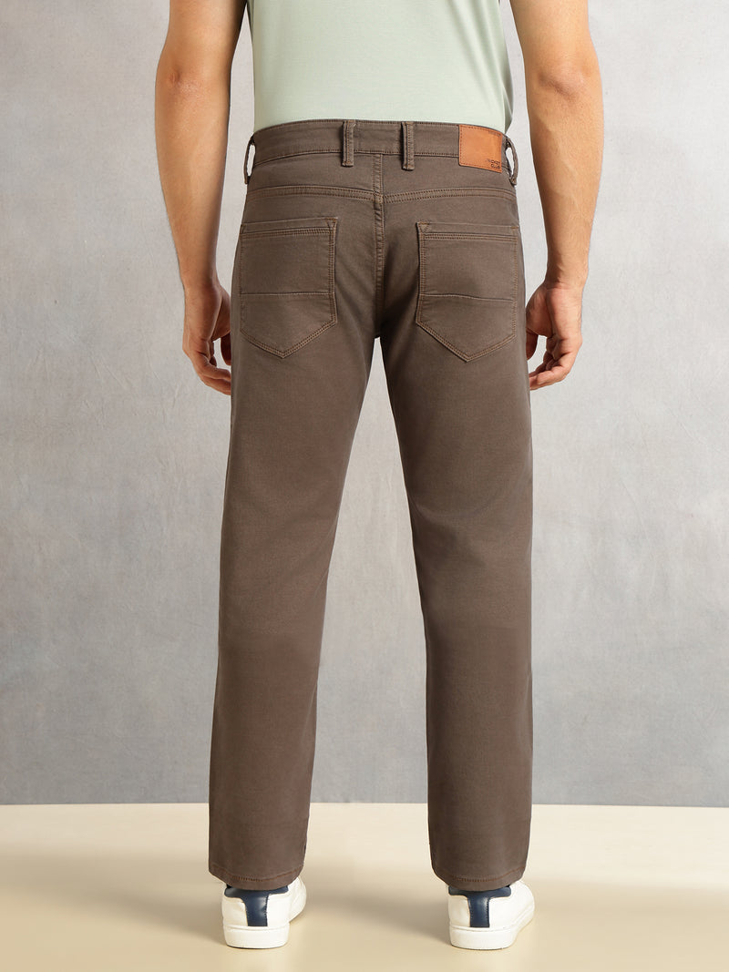 Thomas Scott Men Dark Olive Cricket Club Collection Straight Fit Mid-Rise Medium Shade Stretchable Jeans-Clean Look, 5 Pocket Design