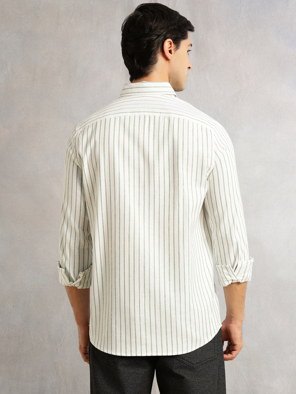 Thomas Scott Men Green Cricket Club Collection Slim Fit Long Sleeves Button Down Collar Cotton Linen Oxford Shirt