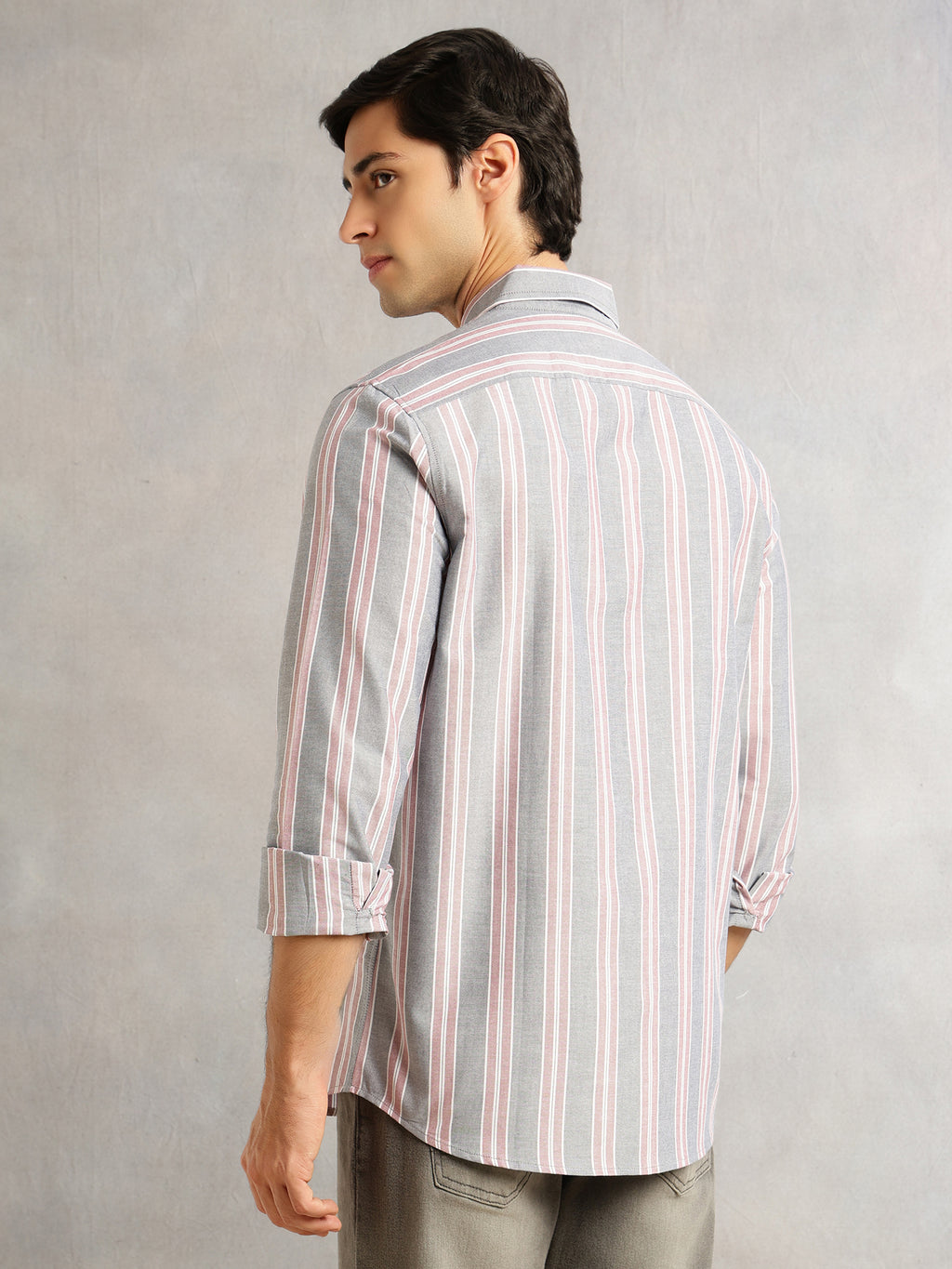 Thomas Scott Men Red Cricket Club Collection Slim Fit Long Sleeves Button Down Collar Cotton Linen Oxford Shirt