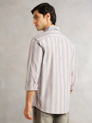 Thomas Scott Men Red Cricket Club Collection Slim Fit Long Sleeves Button Down Collar Cotton Linen Oxford Shirt