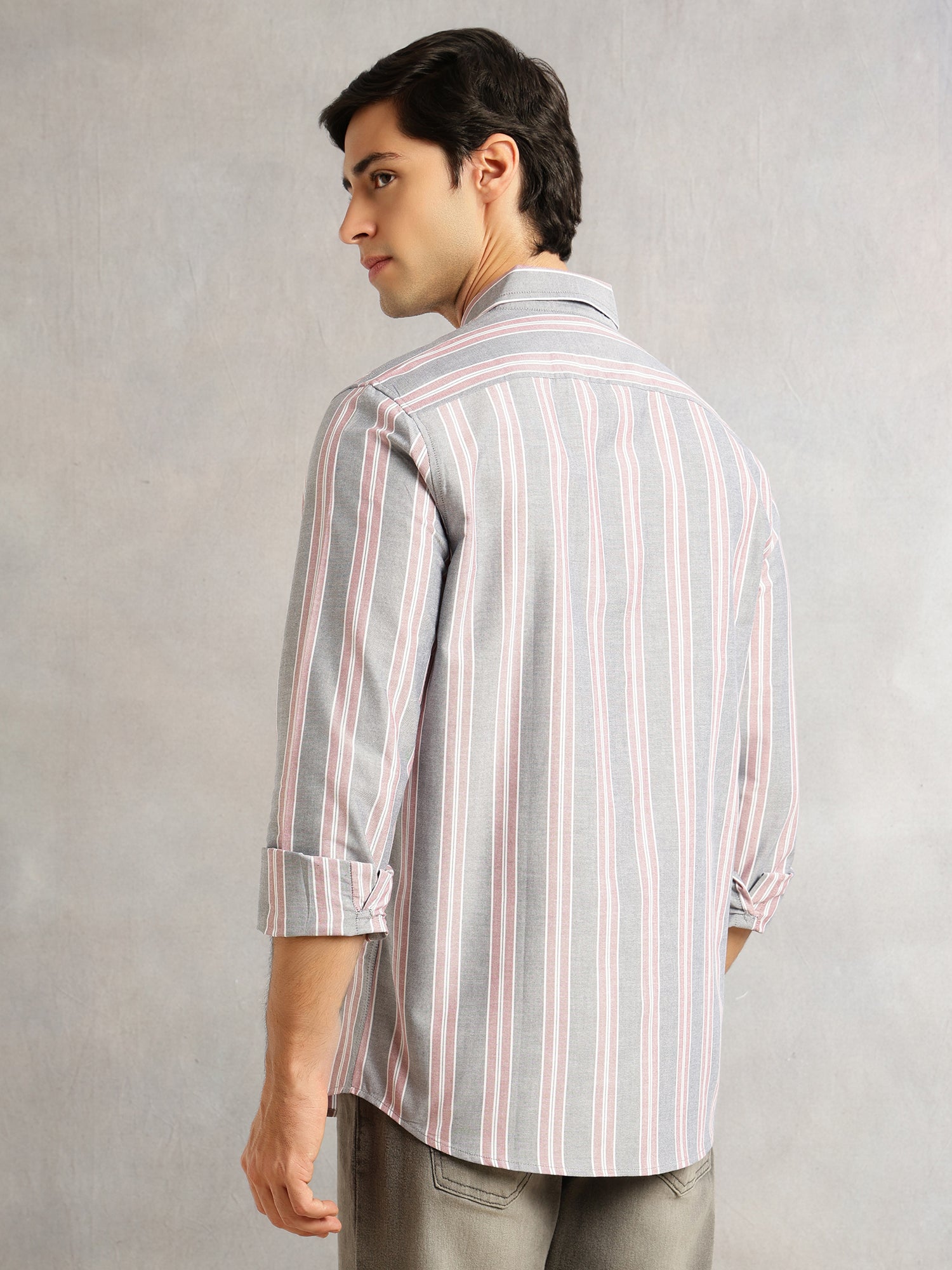 Thomas Scott Men Red Cricket Club Collection Slim Fit Long Sleeves Button Down Collar Cotton Linen Oxford Shirt